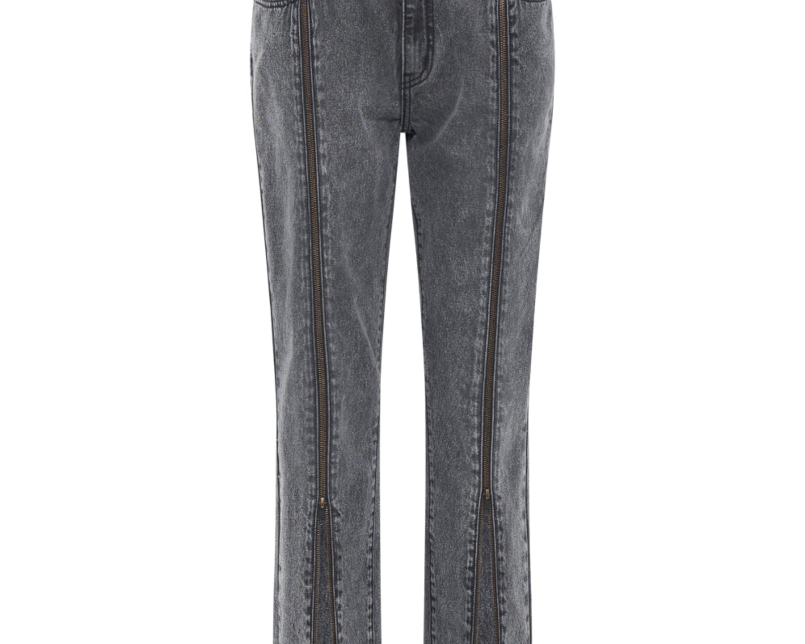Truckers Mid Waist Straight Leg Denim Jeans - Faded Black