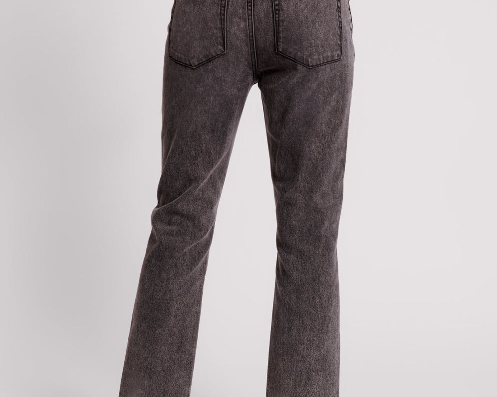 Truckers Mid Waist Straight Leg Denim Jeans - Faded Black
