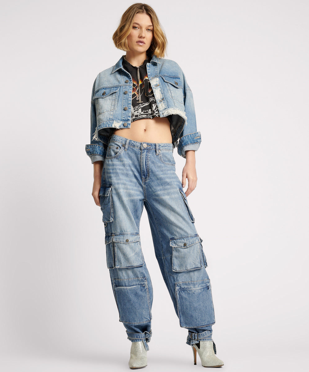 Outlet Sale Women's Denim Epic Cargo High Waist Denim Jeans - Pacifica
