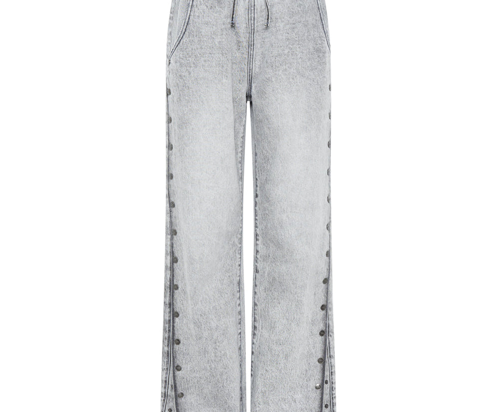 Roadhouse Wide Leg Drawstring Denim Jeans - Slate Acid