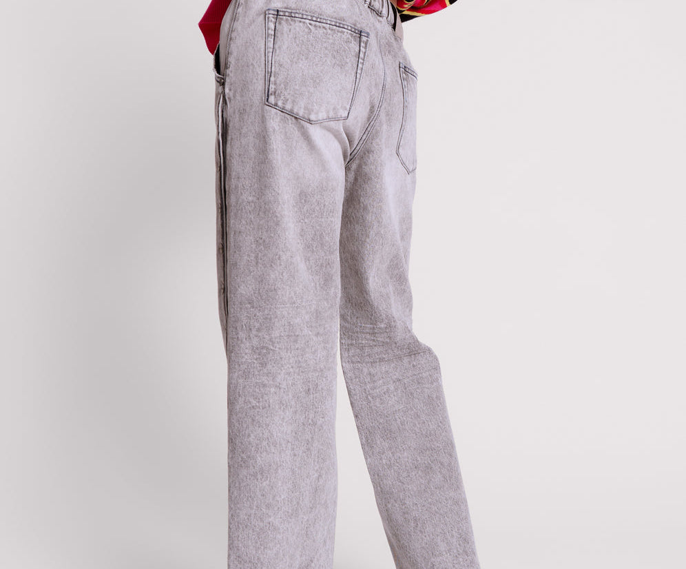 Roadhouse Wide Leg Drawstring Denim Jeans - Slate Acid