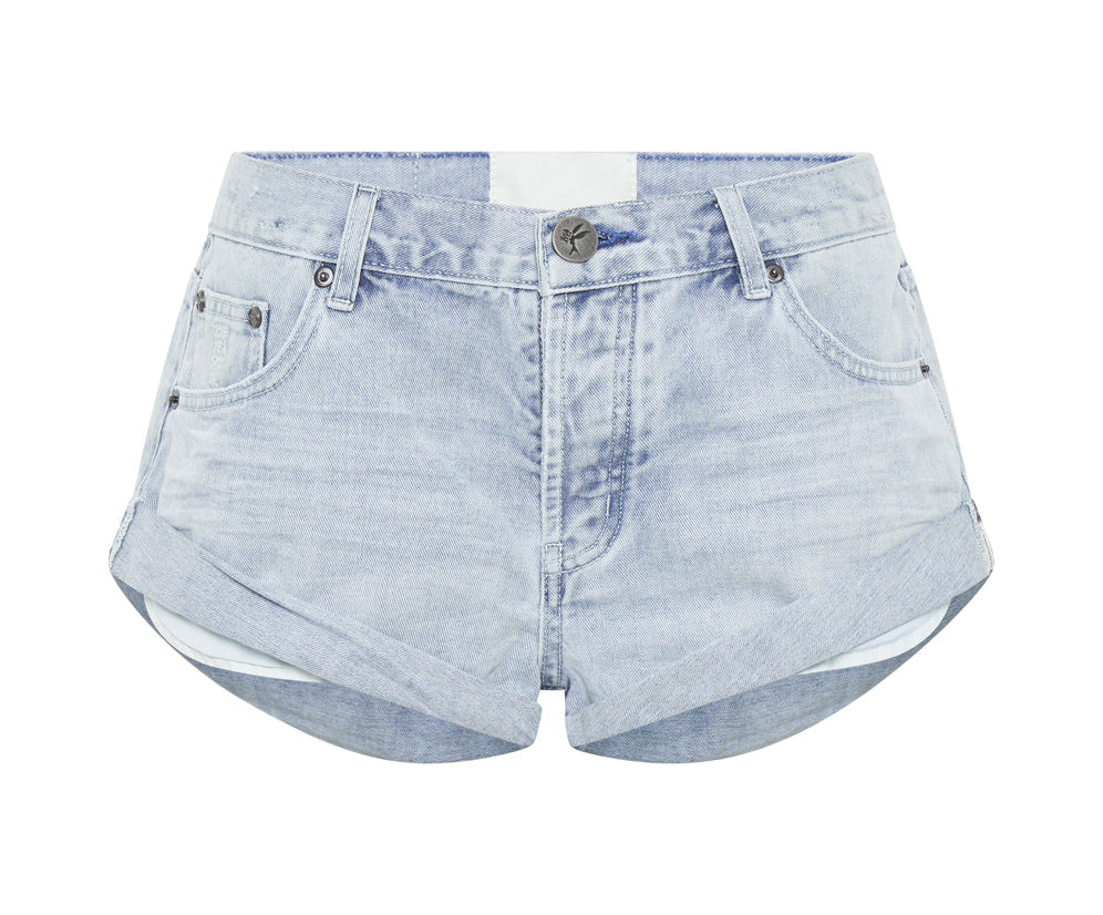 BLUE SPACE BANDIT LOW WAIST DENIM SHORTS