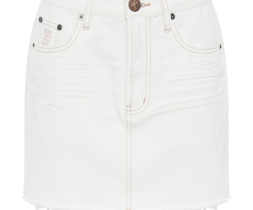 PEARL 2020 MINI HIGH WAIST DENIM SKIRT