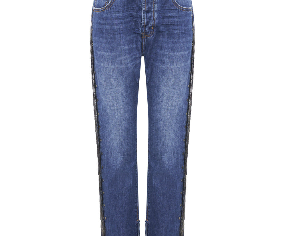 Hooligans Low Waist Relaxed Straight Leg Denim Jeans - Blue Moon