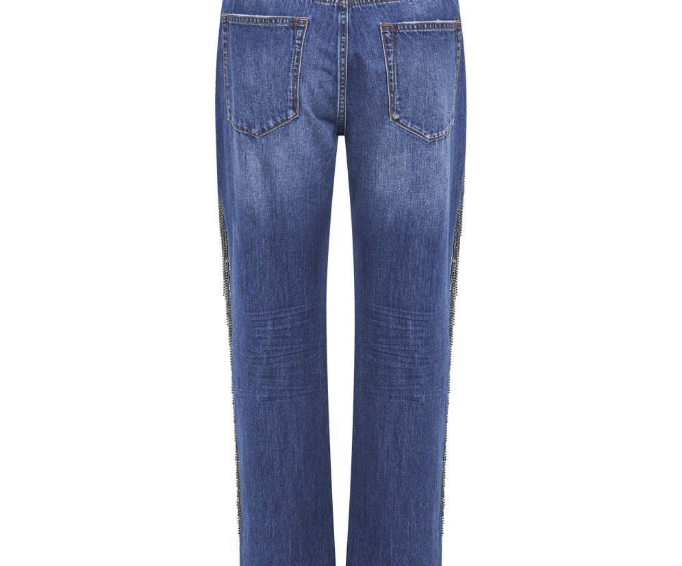 Hooligans Low Waist Relaxed Straight Leg Denim Jeans - Blue Moon
