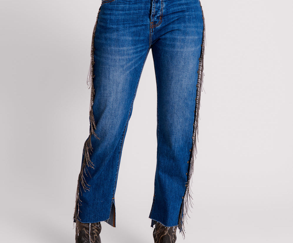BLUEMOON JEWELLED HOOLIGANS MID WAIST RELAXED JEANS