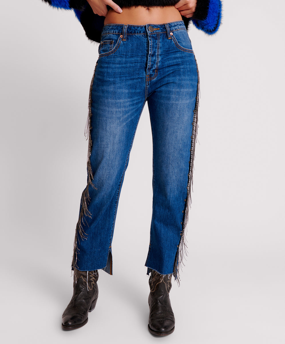 Women's Hooligans Jeans Hooligans Low Waist Relaxed Straight Leg Denim Jeans - Blue Moon