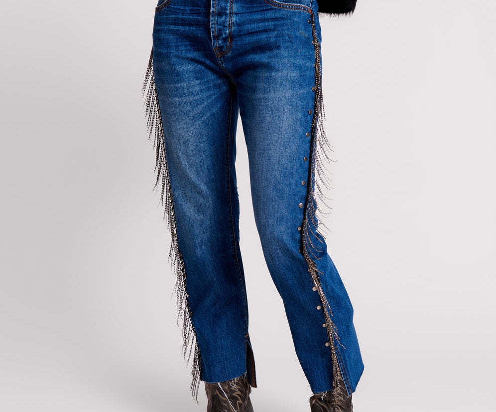 Hooligans Low Waist Relaxed Straight Leg Denim Jeans - Blue Moon