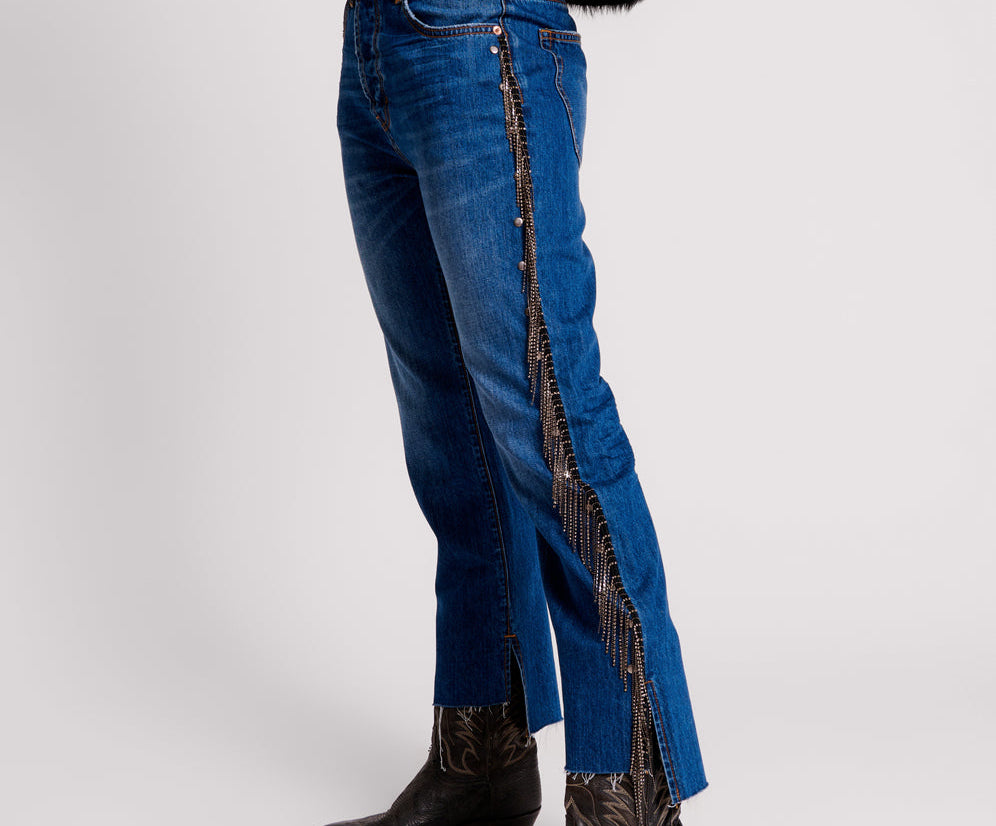 Hooligans Low Waist Relaxed Straight Leg Denim Jeans - Blue Moon