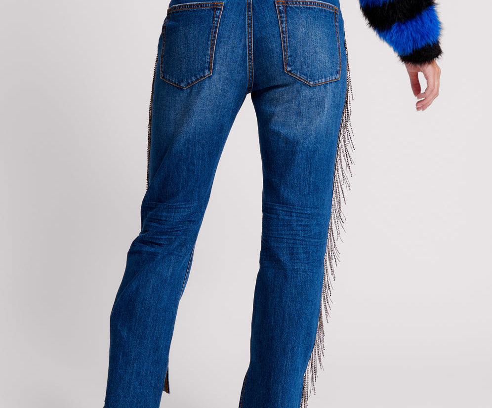 Hooligans Low Waist Relaxed Straight Leg Denim Jeans - Blue Moon