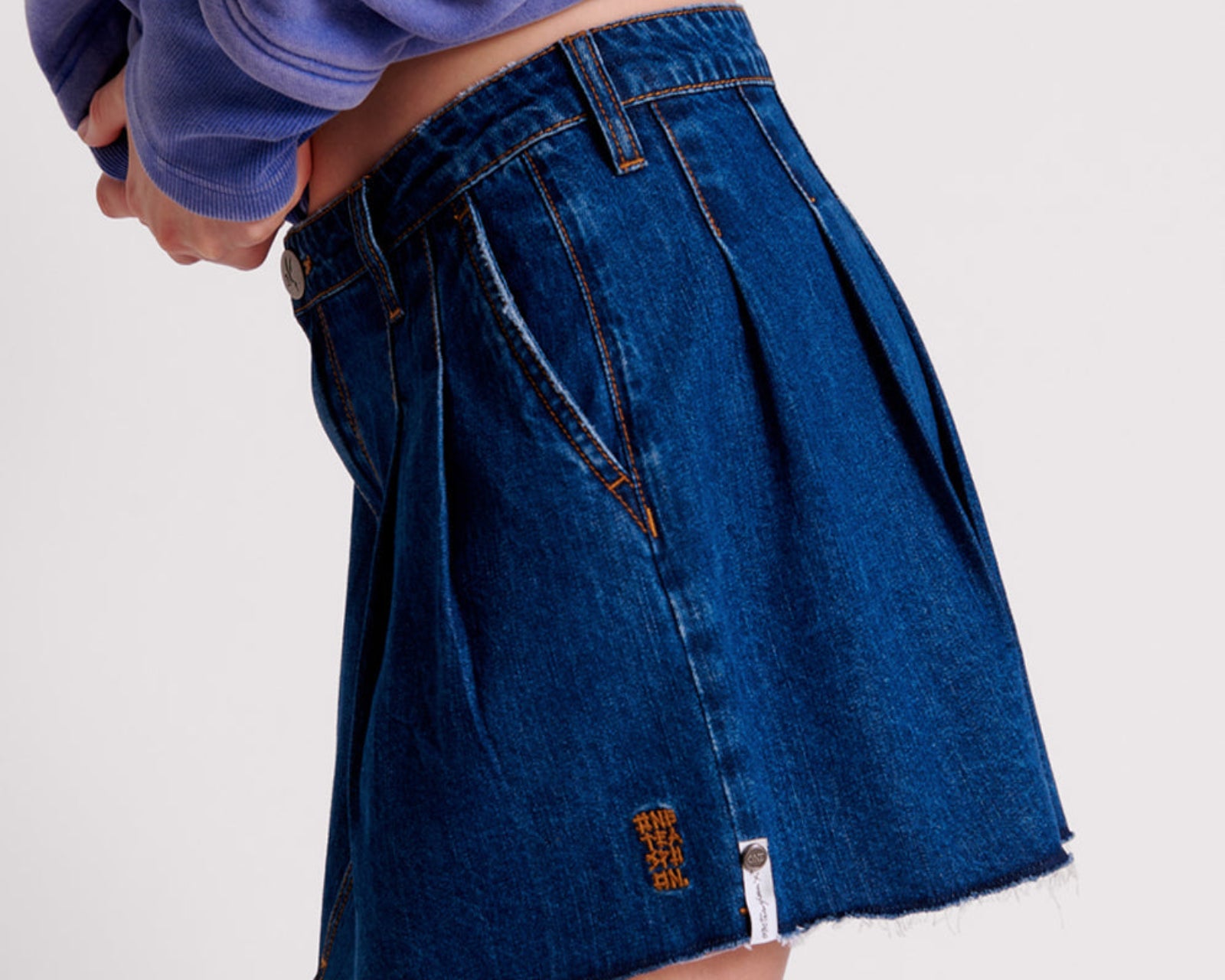 Pleated Micro Denim Mini Skirt - Blue Moon