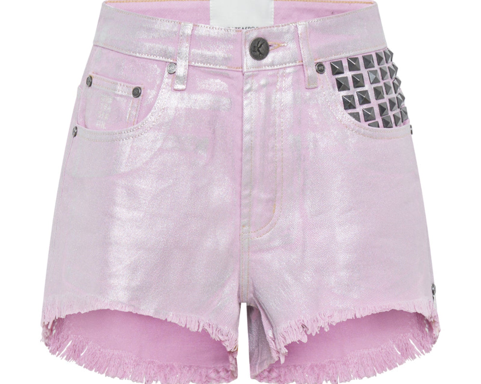 PINK ENVY FOIL BONITAS HIGH WAIST DENIM SHORTS