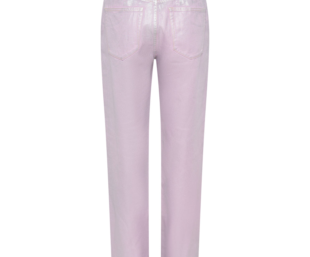 Awesome Baggies High Waist Straight Leg Denim Jeans- Pink Envy Foil