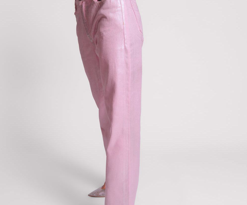 PINK ENVY FOIL AWESOME BAGGIES HIGH WAIST JEANS