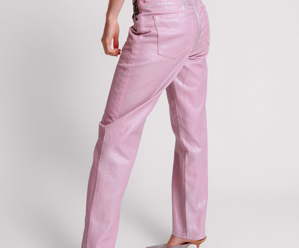 PINK ENVY FOIL AWESOME BAGGIES HIGH WAIST JEANS