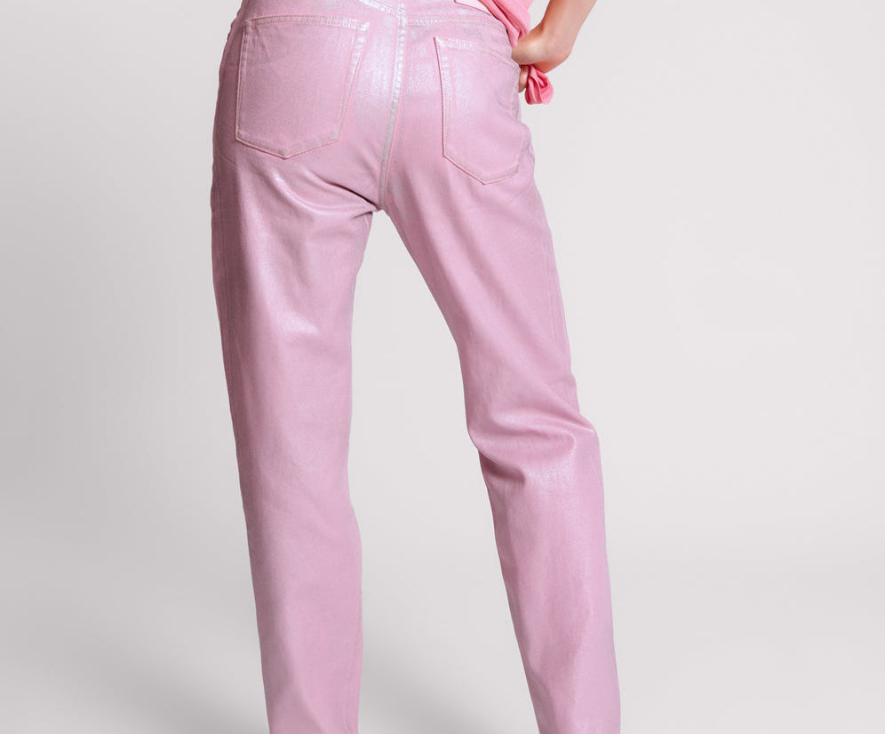 PINK ENVY FOIL AWESOME BAGGIES HIGH WAIST JEANS