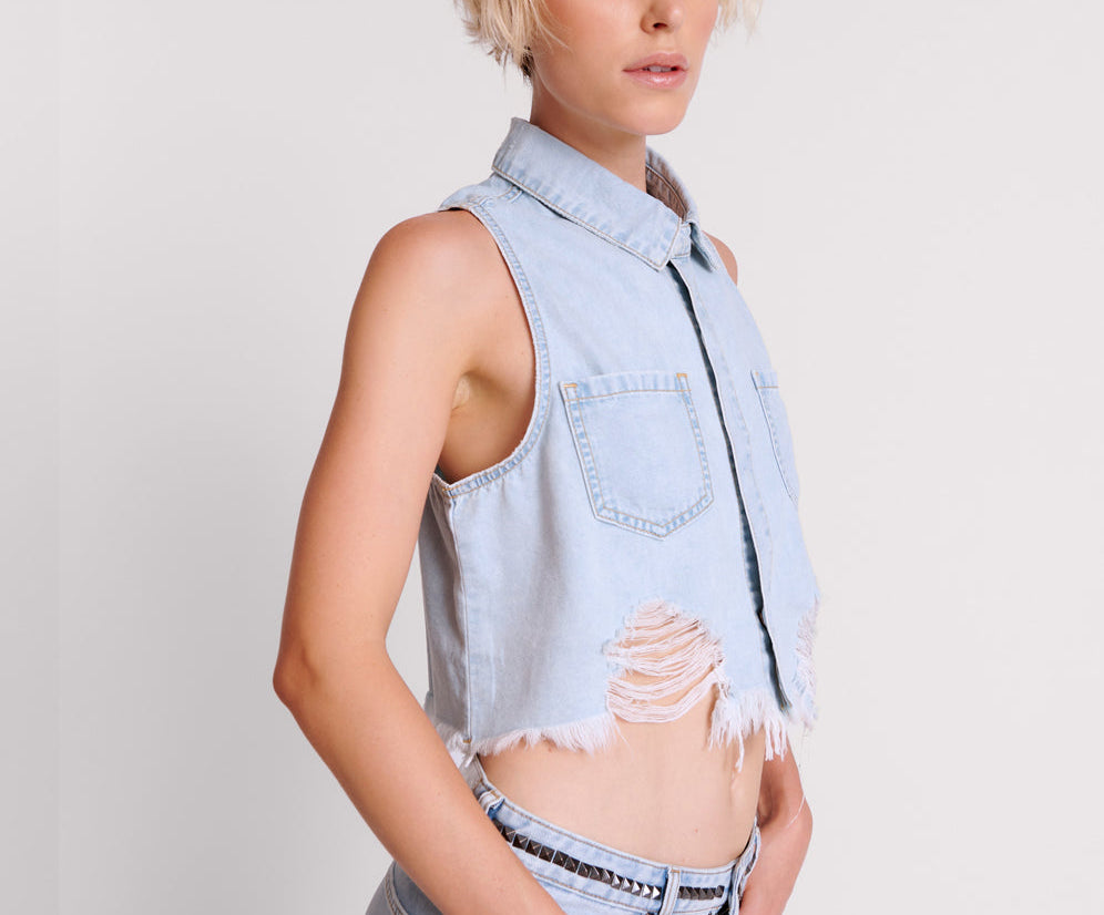 CLASSIC BLUE BRAXTON DENIM TOP