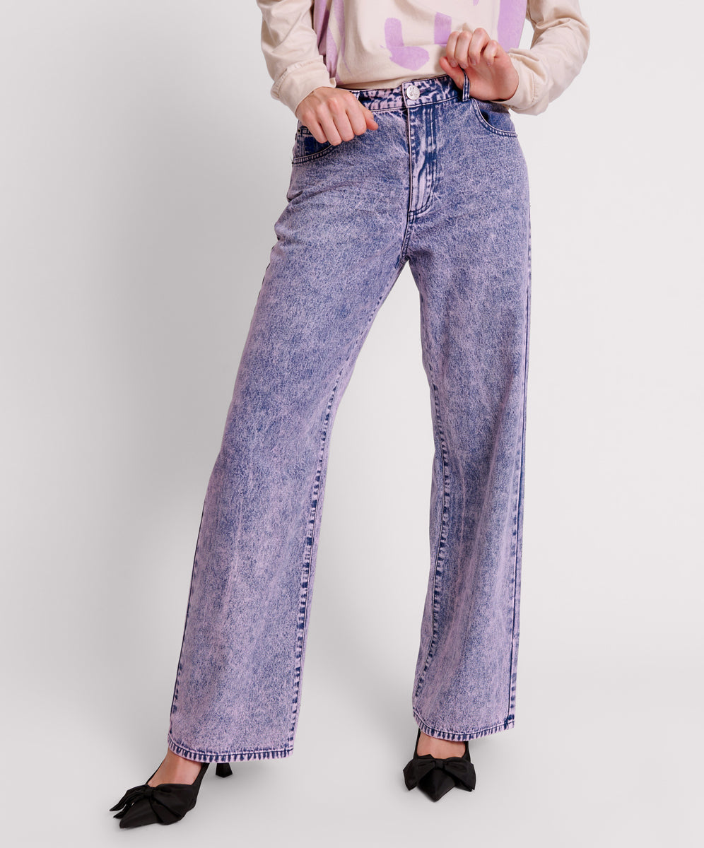 Products Jackson Mid Waist Wide Leg Denim Jeans - Purple