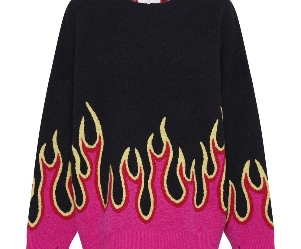 On Fire Intarsia Sweater - Black