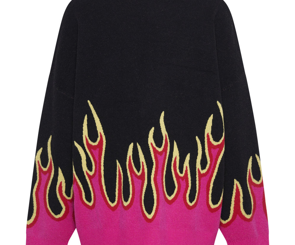 On Fire Intarsia Sweater - Black