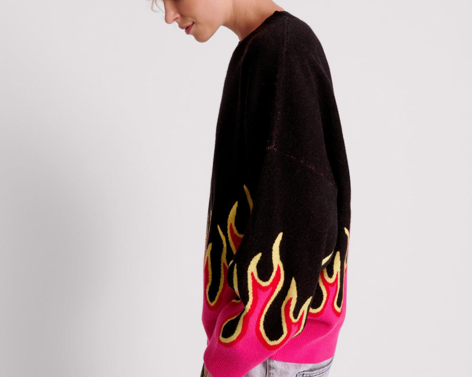 On Fire Intarsia Sweater - Black