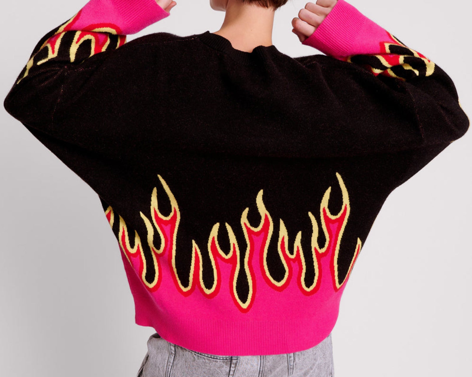 On Fire Intarsia Sweater - Black