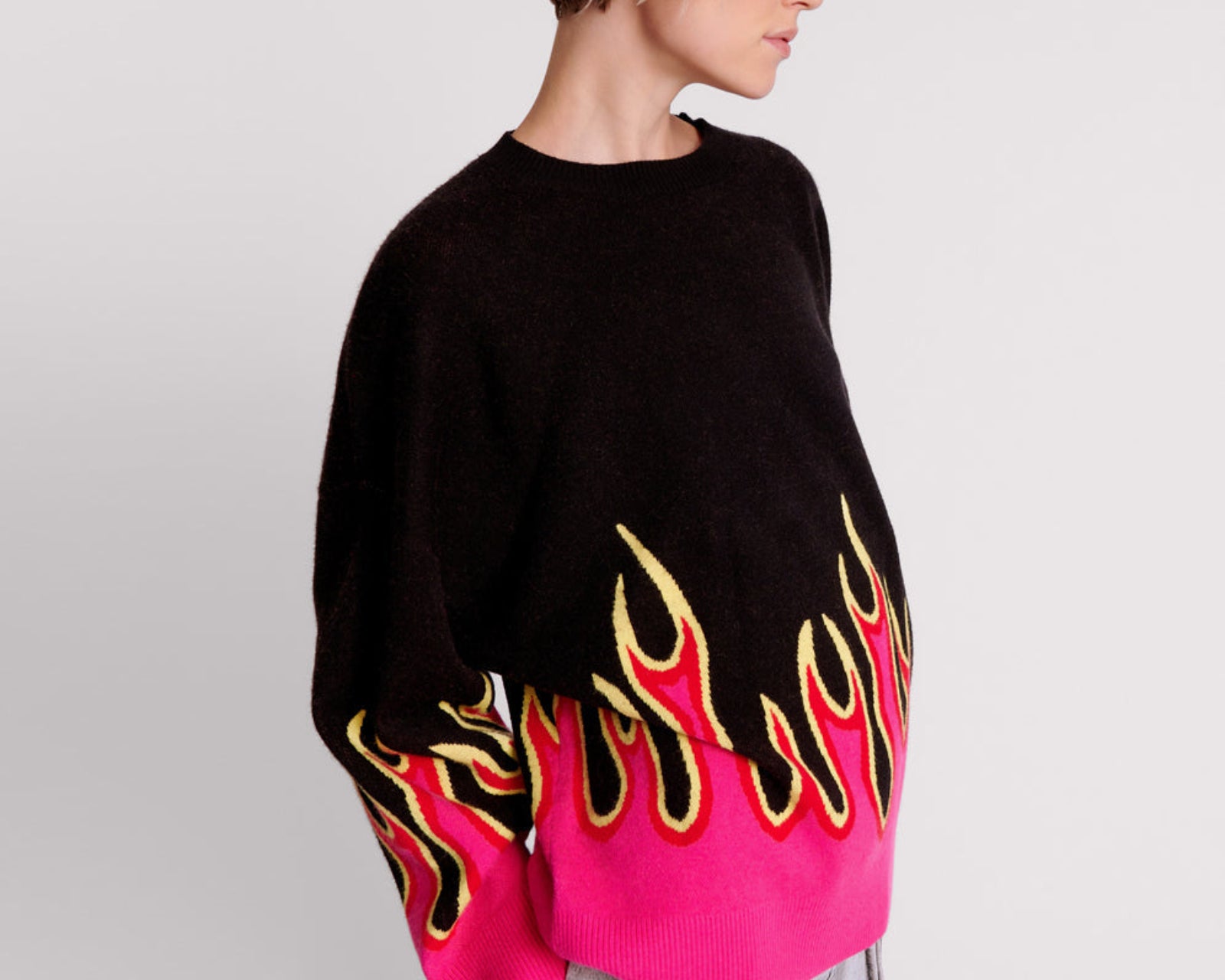 On Fire Intarsia Sweater - Black