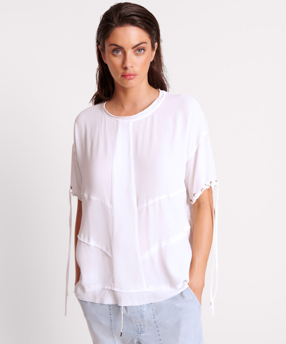 Last Stock WHITE LACED CHARLESTON PANEL TEE