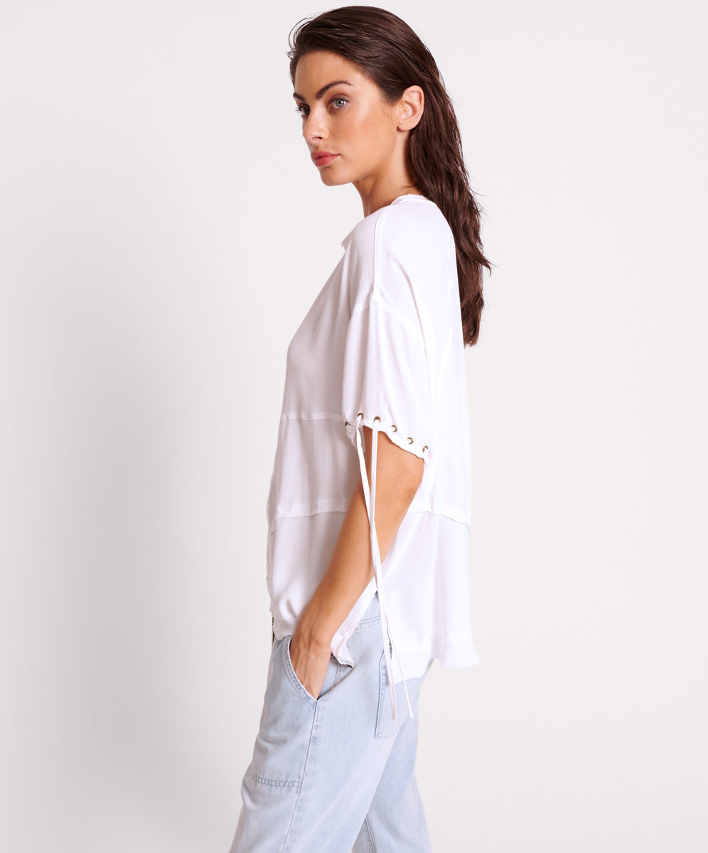Last Stock WHITE LACED CHARLESTON PANEL TEE