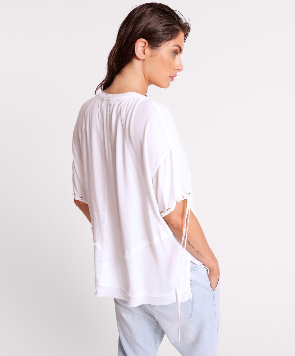 Last Stock WHITE LACED CHARLESTON PANEL TEE