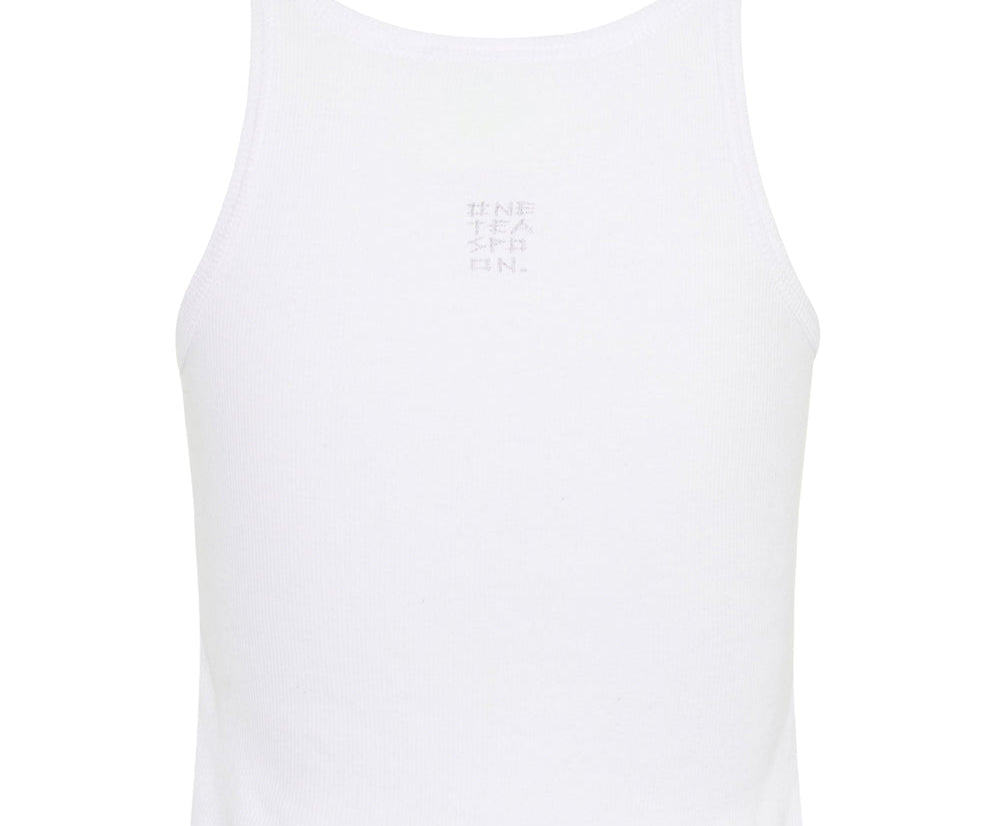 CROPPED BOWER BIRD RIBBED TANK TOP WHITE