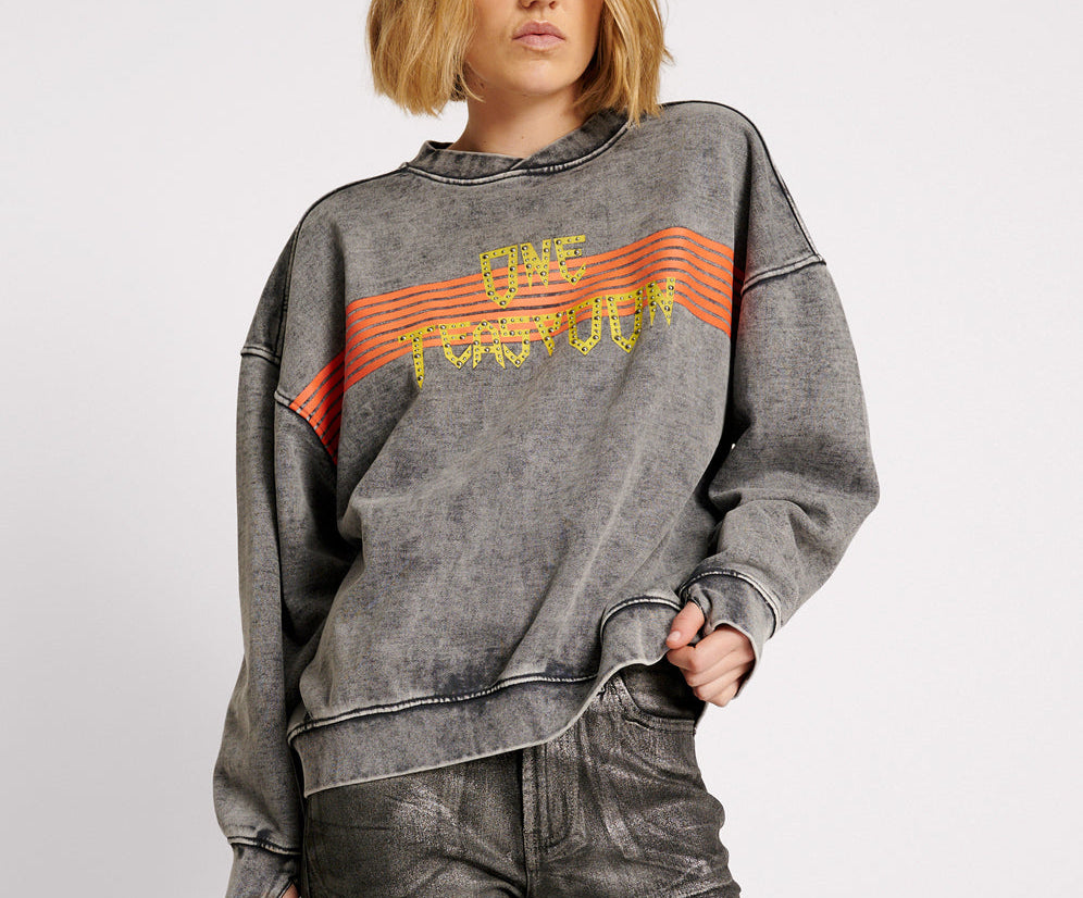 Gothic Studded Retro Sweater - Black Acid