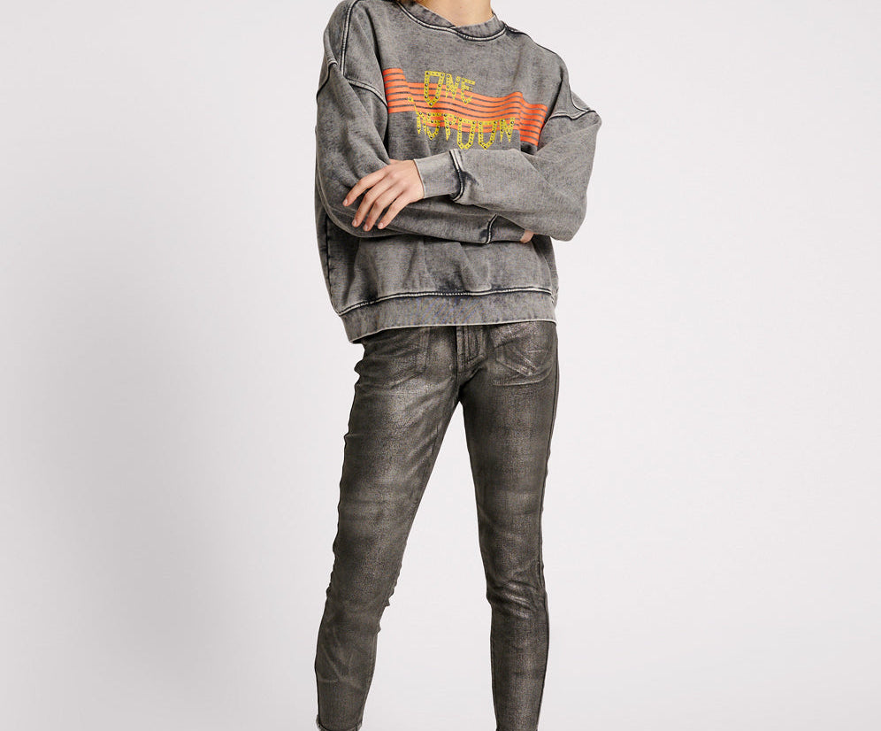 Gothic Studded Retro Sweater - Black Acid