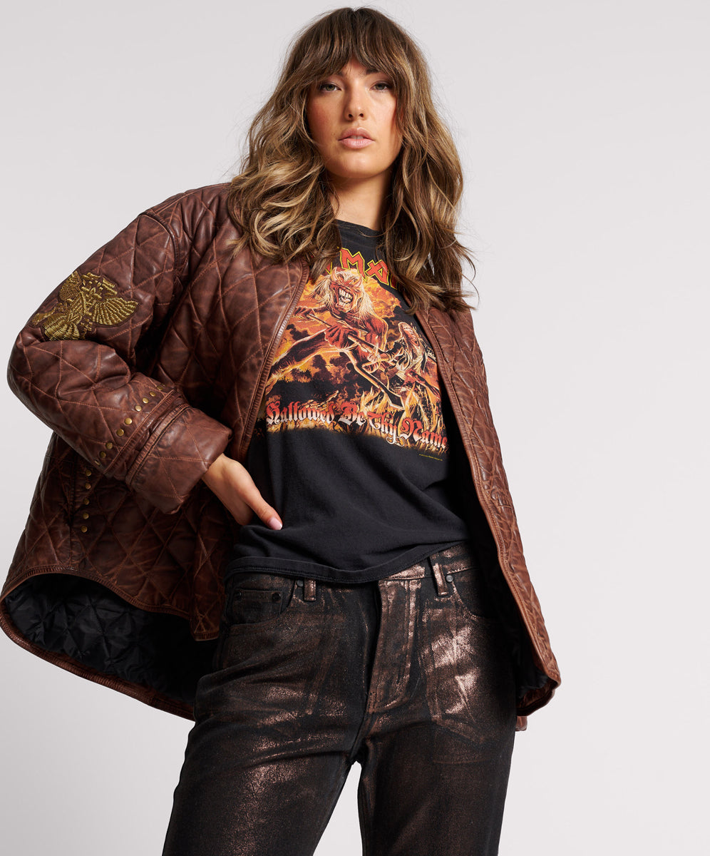 Last Stock VINTAGE BROWN EAGLE EYE WADDED JACKET