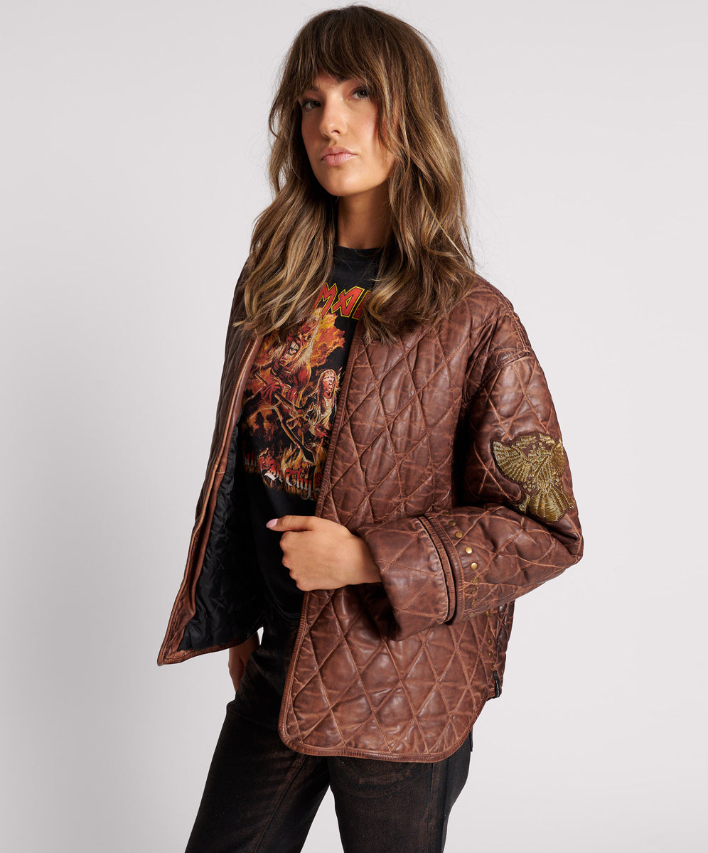 Last Stock VINTAGE BROWN EAGLE EYE WADDED JACKET