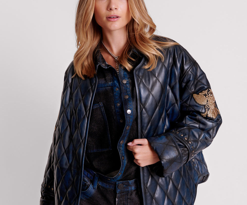 EAGLE EYE LEATHER QUILTED JACKET