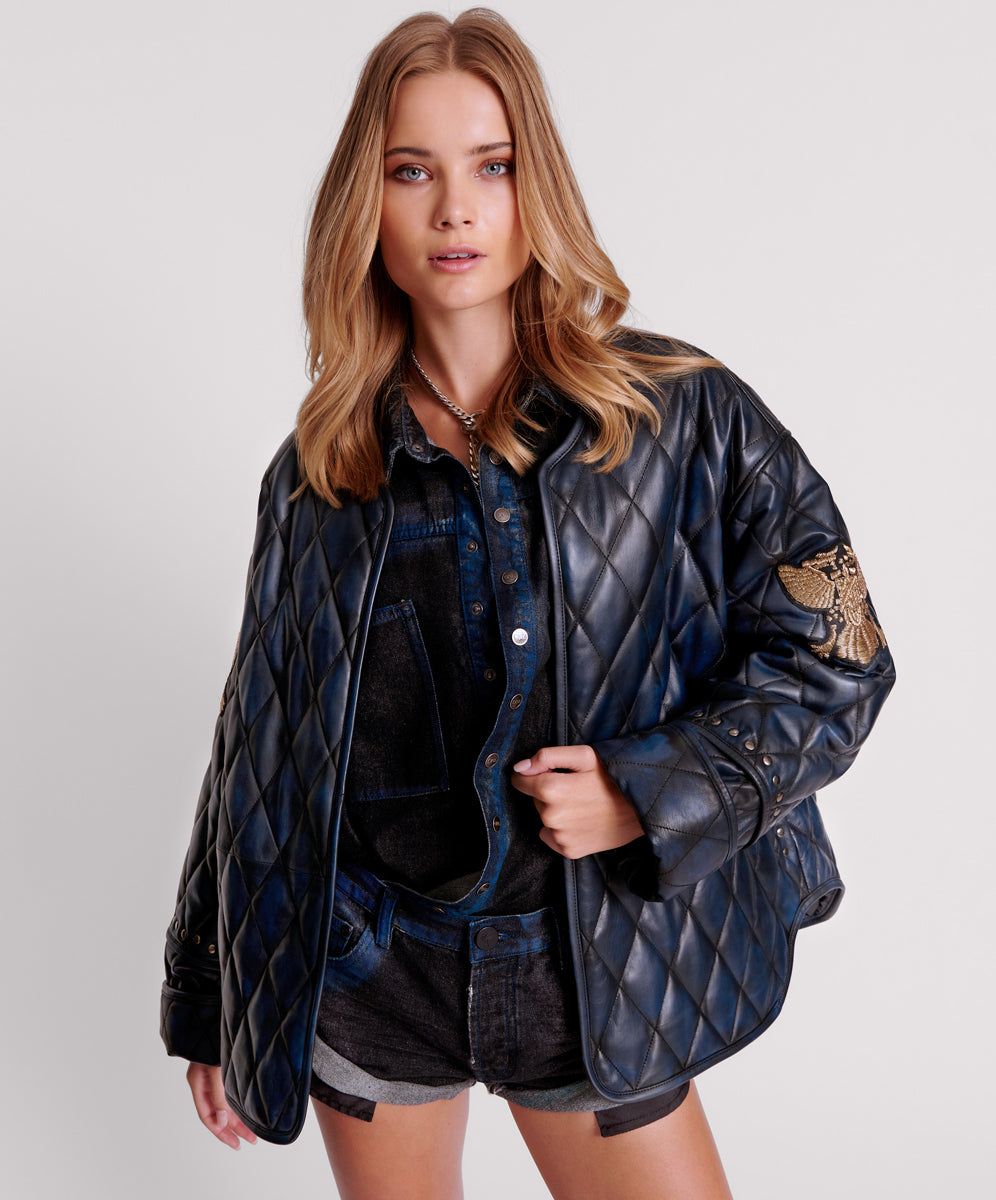 Products EAGLE EYE LEATHER QUILTED JACKET