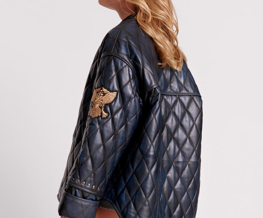 EAGLE EYE LEATHER QUILTED JACKET