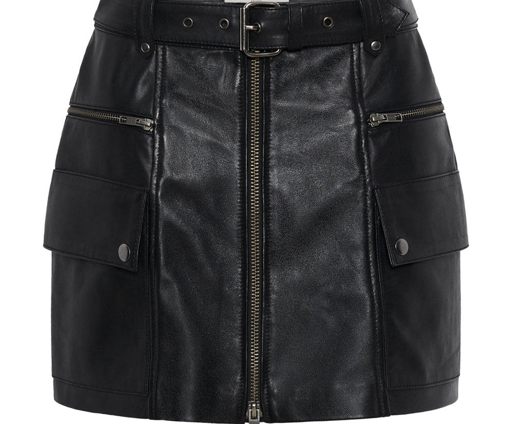 LEATHER BIKER MINI SKIRT