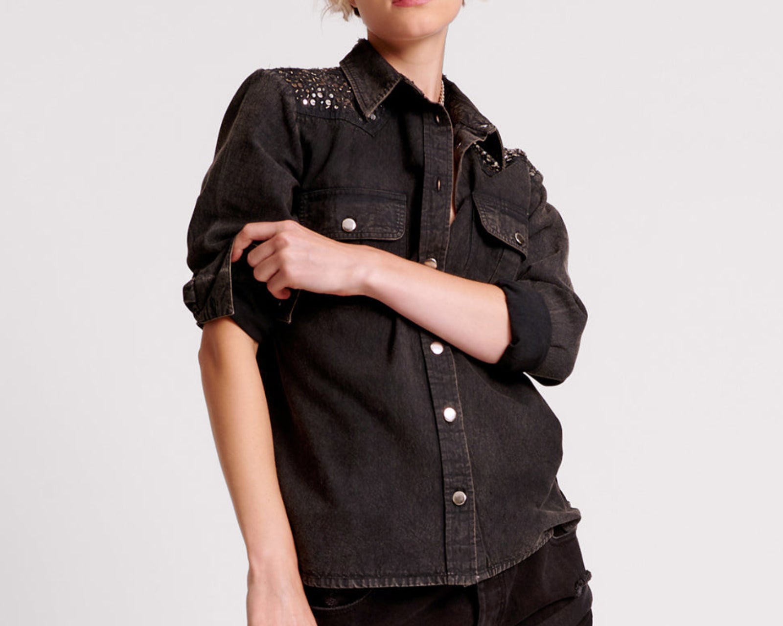 Western Denim Shirt - Black