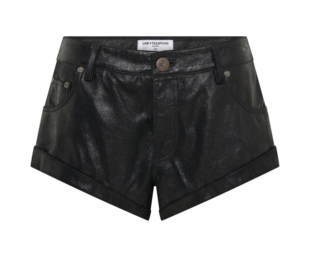 COATED BLACK LEATHER BANDITS SHORTS