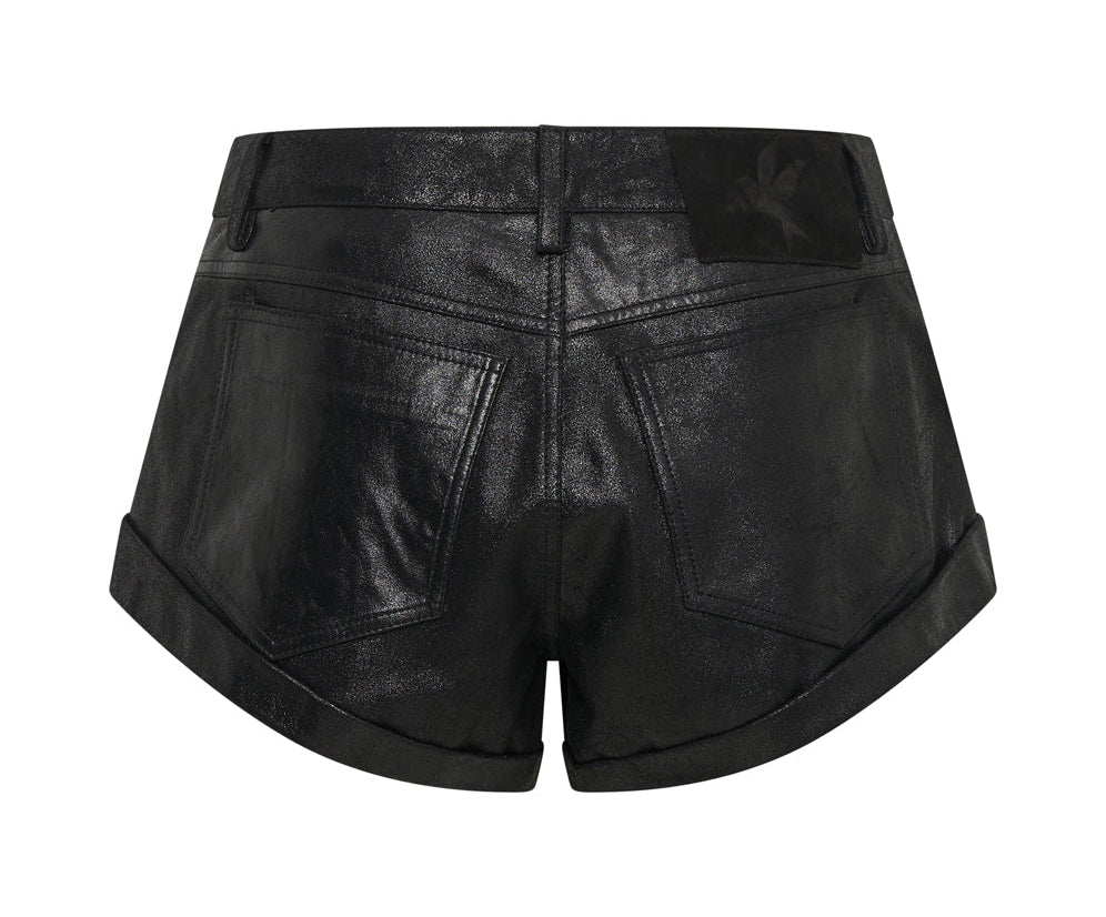 COATED BLACK LEATHER BANDITS SHORTS