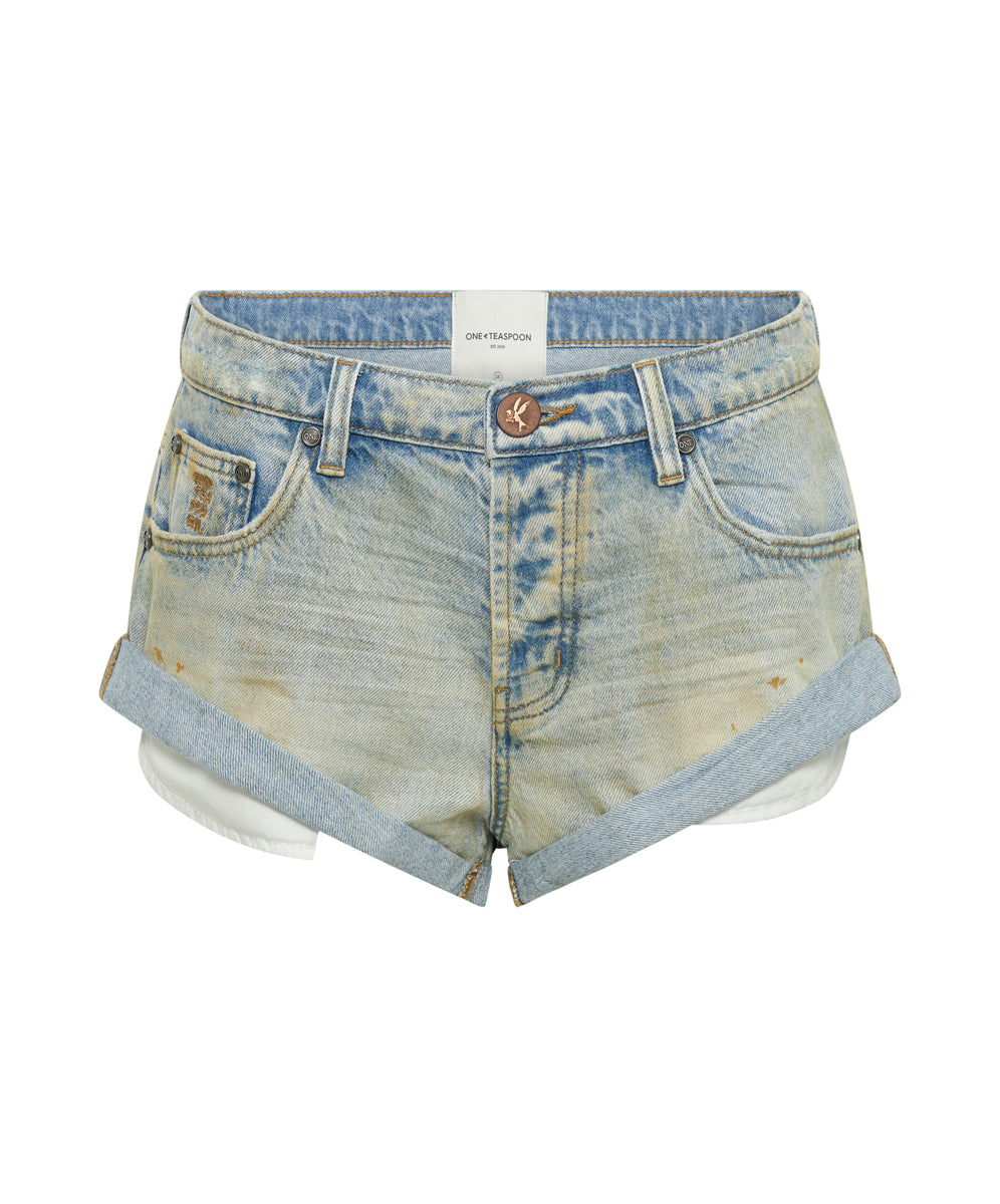 Bandits Low Waist Denim Shorts - Dirty Kansas Blue | One