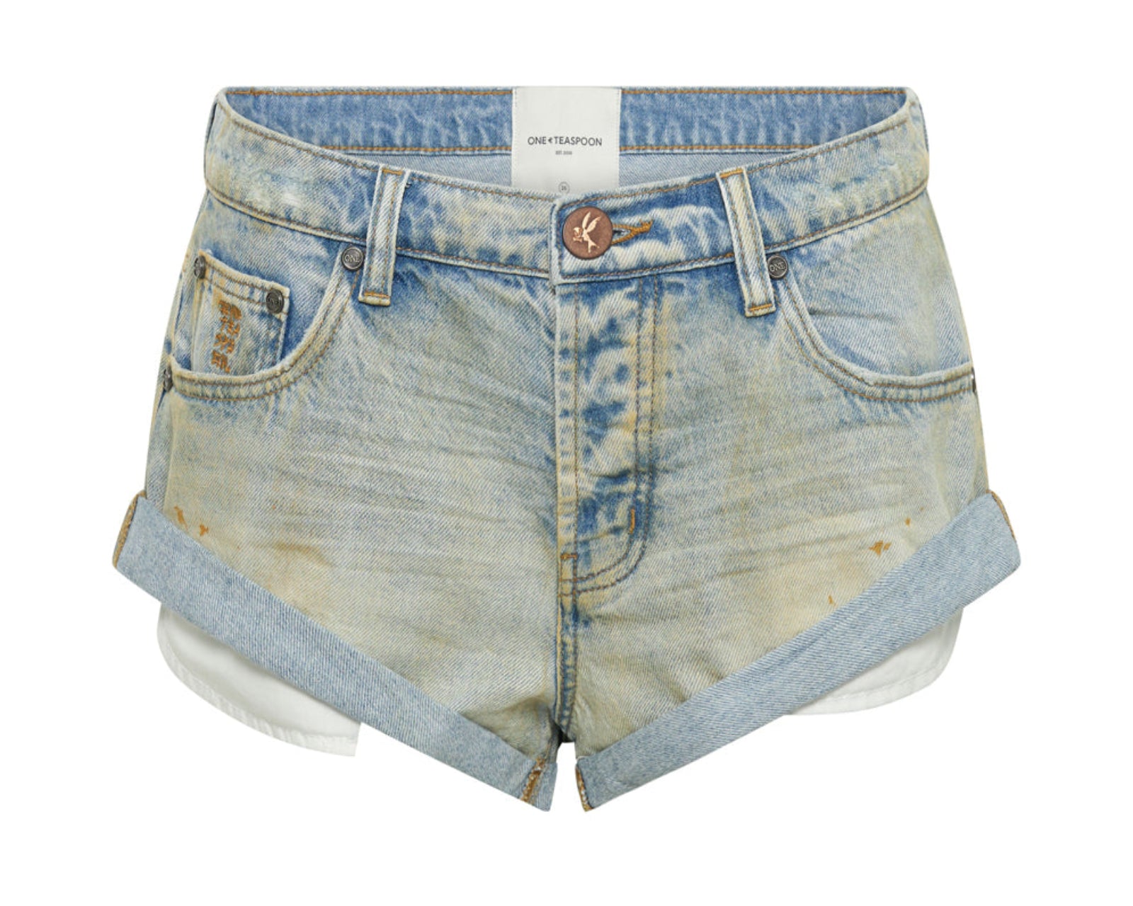 Bandits Low Waist Denim Shorts - Dirty Kansas Blue