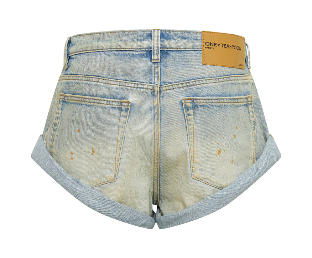 Bandits Low Waist Denim Shorts - Dirty Kansas Blue
