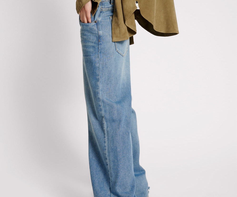 Jackson Mid Waist Wide Leg Denim Jeans - Blue Rapture