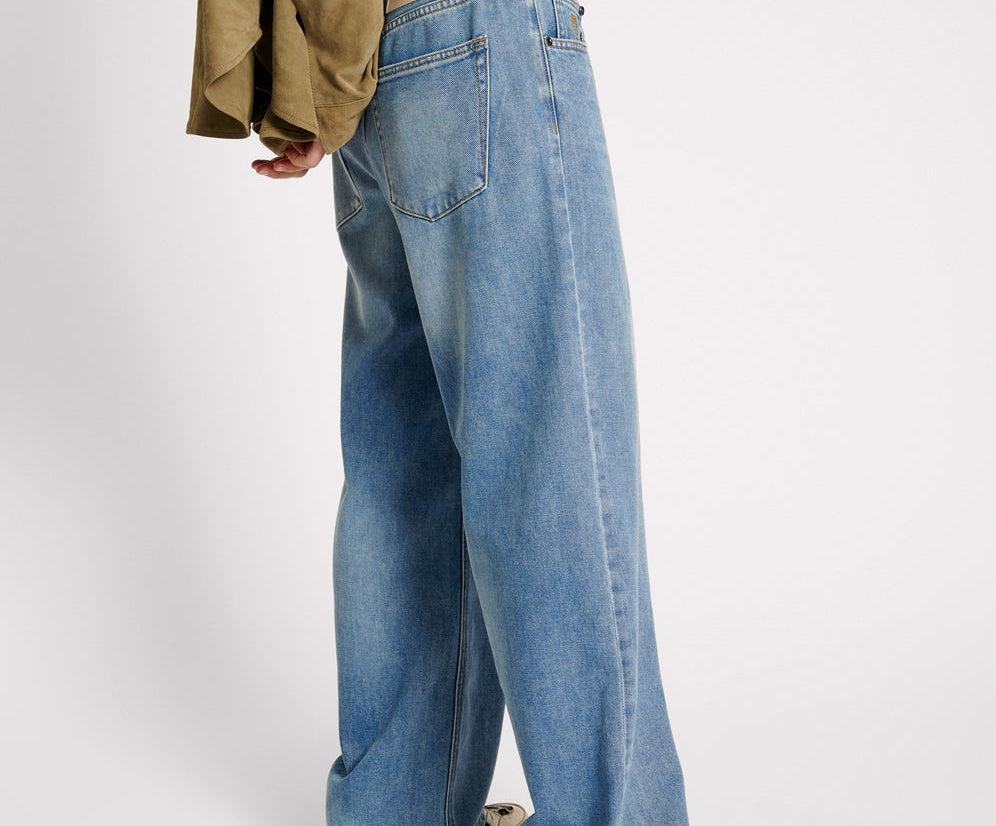 Jackson Mid Waist Wide Leg Denim Jeans - Blue Rapture