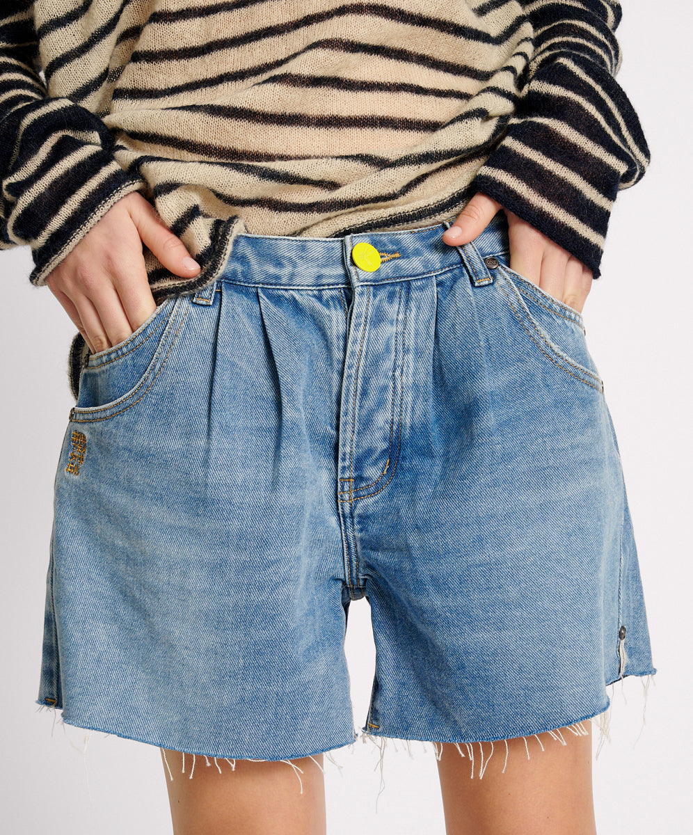 Products BLUE RAPTURE SUPER RELAXED SHAKER DENIM SHORTS