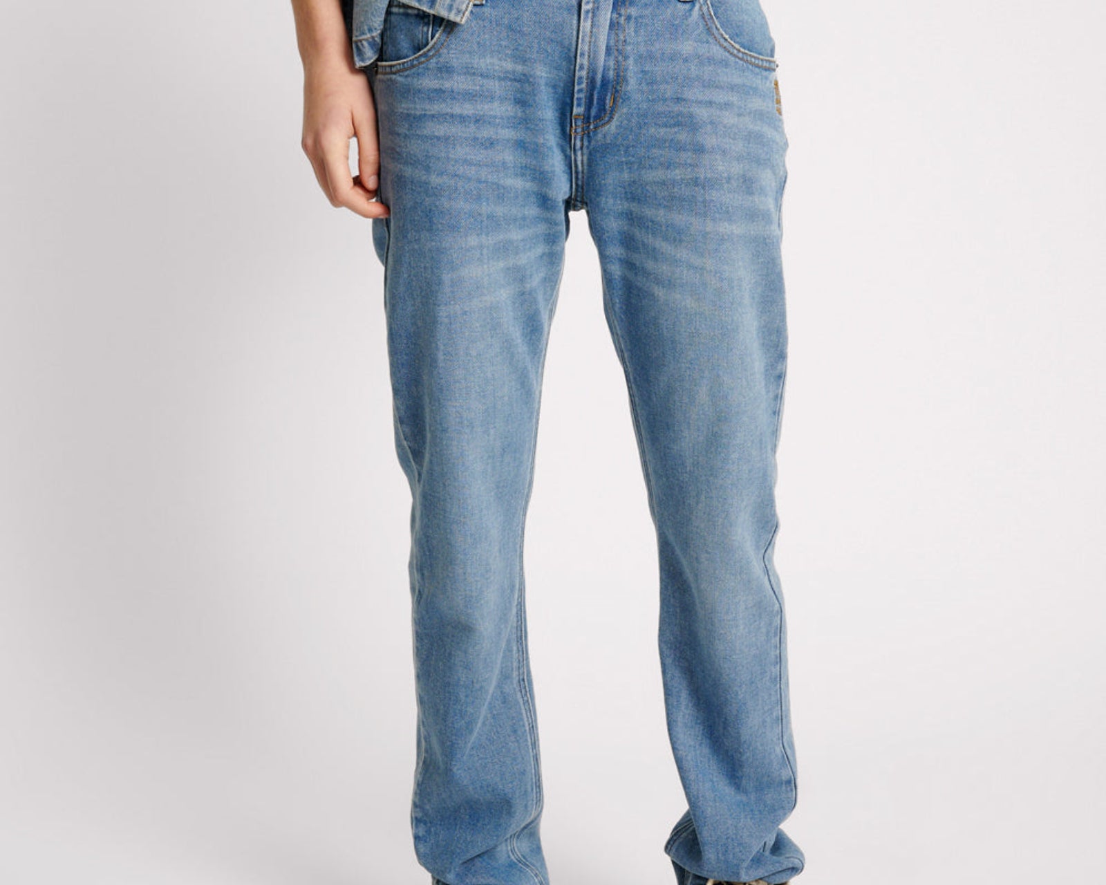 Truckers Mid Waist Straight Leg Denim Jeans - Blue Rapture
