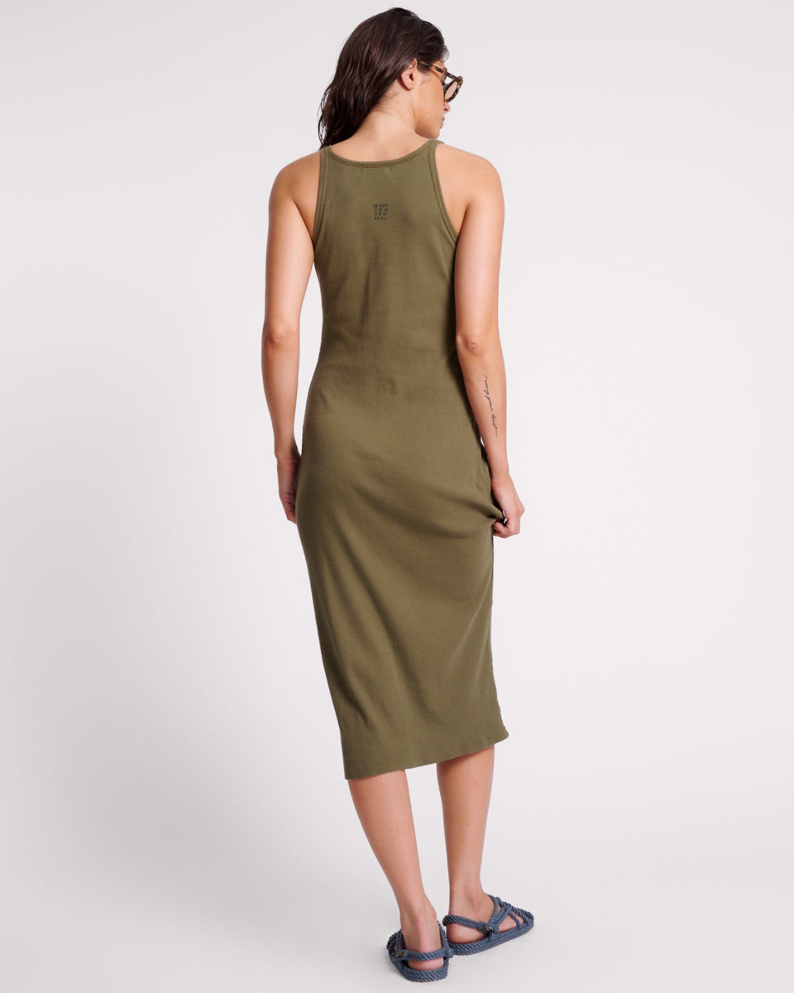 One Teaspoon Ribbed Singlet Midi Dress - Khaki | One Teaspoon